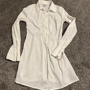 White cotton tunic button down shirt